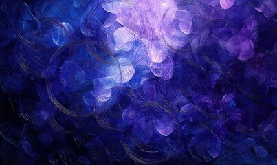 Obraz premium A subtle gradient enhances a royal blue background with overlapping curved lines and varied circular shapes.