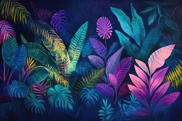 Fototapeta premium Vibrant tropical leaves wall art