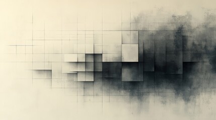 Abstract composition of blocks on a grid with dark hues