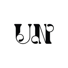 UN monogram logo design letter text name symbol monochrome logotype alphabet character simple logo