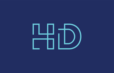 Illustration of creative typography featuring stylized letters H and D with a minimal blue color theme, suitable for branding and graphic design inspiration.