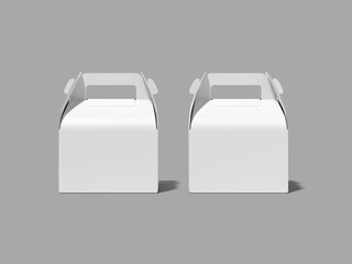 White Blank Takeaway Food Box Packaging Mockup 3D Rendering