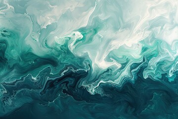 Obraz premium Abstract art teal blue green gradient paint background with liquid fluid grunge texture.