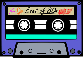 Vektor Retro Musik Kassette - Playlist - 80s Party