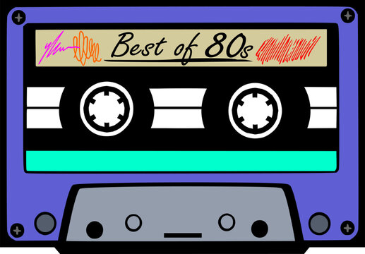 Vektor Retro Musik Kassette - Playlist - 80s Party