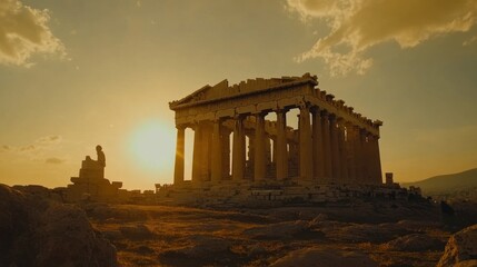 Obraz premium The Parthenon in Athens illuminated by golden sunlight