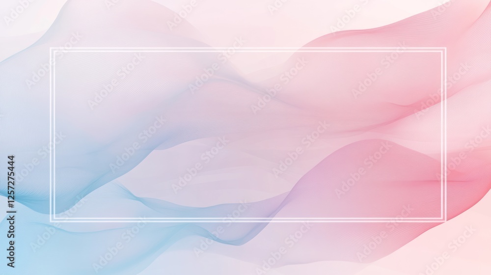Poster abstract background featuring translucent flowing shapes and a white frame