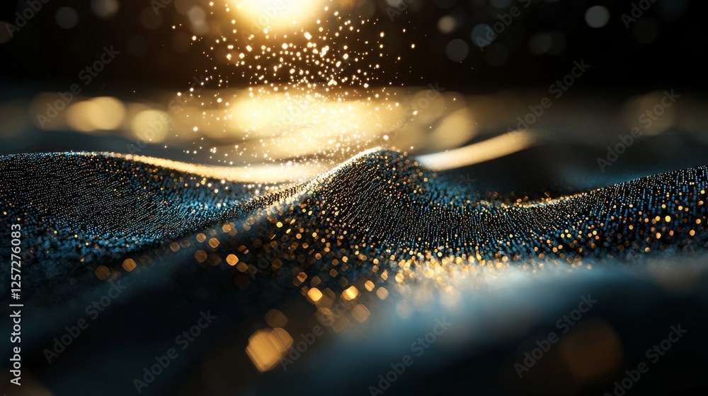 Aufkleber Concept illustrating digital cyberspace filled with particles and interconnected digital data networks