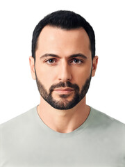 Fototapeta premium European man aged 30-40 years old, wearing smart casual, looking focused without glasses, with long hair and black hair.
