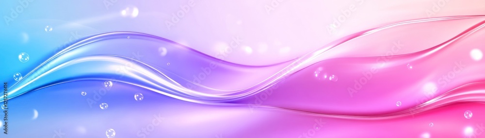 Poster Abstract gradient wave with bubbles and bokeh lights effect
