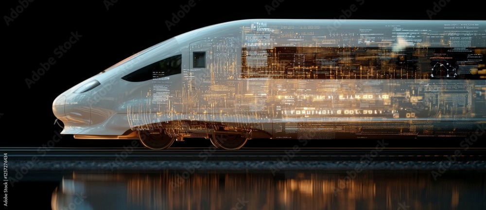 Poster abstract technology visuals on a screen from a high-speed motion blur perspective