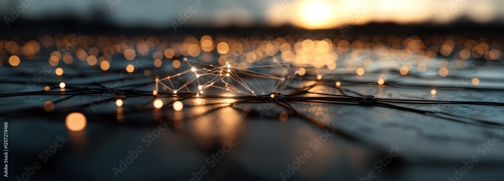 Poster abstract digital connections made of dots and lines reflect a technological background, embodying a 