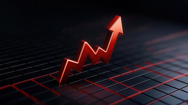 Abstract glowing stock chart with a line soaring upward, symbolizing a companys achievement in market capitalization