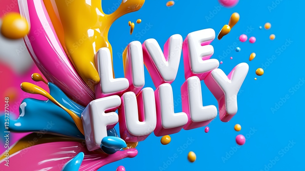 Poster colorful paint splatters explode with live fully message