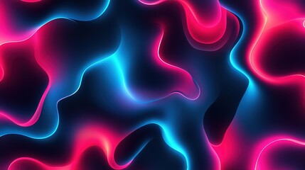 Abstract Background with Neon Light Curves in Pink and Blue, Enhanced by Motion Blur and Bokeh Effect