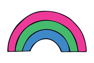 Colorful rainbow shape Polysexual pride flag Happy pride day LGBTQ community Pride Month Vector hand drawn doodle for posters, stickers, logo, cards