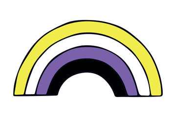 Colorful rainbow shape Non-binary pride flag Happy pride day LGBTQ community Pride Month Vector hand drawn doodle for posters, stickers, logo, cards
