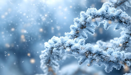 Realistic Image - Winter Wonderland Snowfall on Frozen Branch