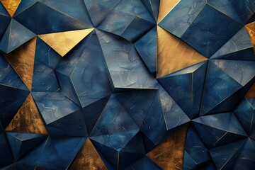 Abstract polygonal pattern luxury blue and gold background