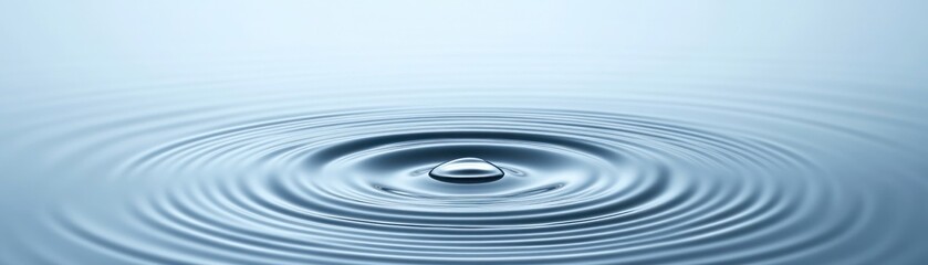 Water droplet creating concentric circles in a calm blue surface