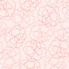 シームレスのバラの花びらの線画_ペールピンク
