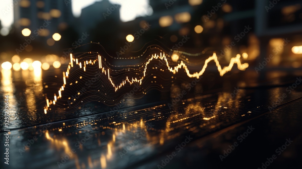 Poster an abstract visualization of data analysis featuring colorful waves and lines