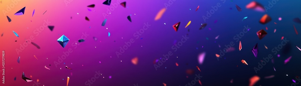 Poster Colorful abstract geometric shapes floating against a gradient background
