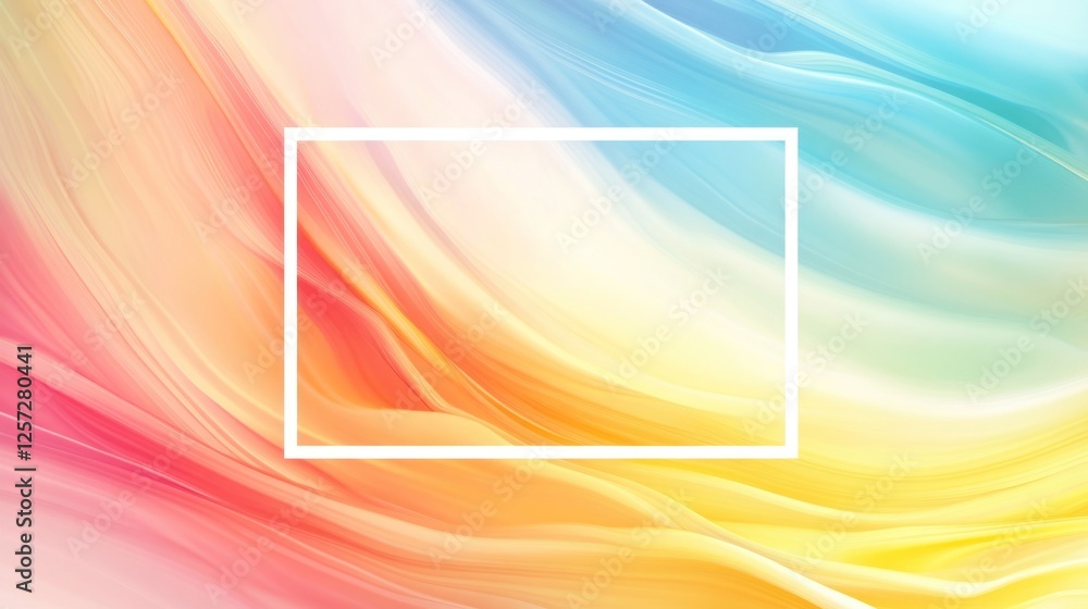 Poster Abstract background with colorful wavy lines and white rectangle