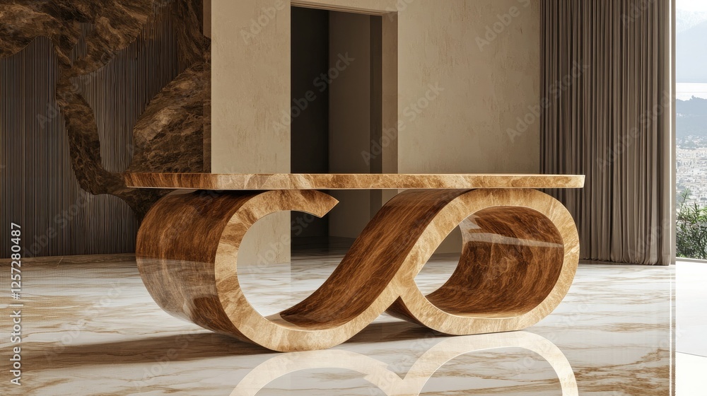 Fototapete a geometric g where its curves subtly resemble coffee rings on a table, creating a hidden yet meanin