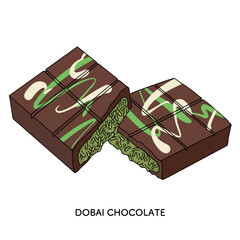 ドバイチョコレートの線画のイラスト