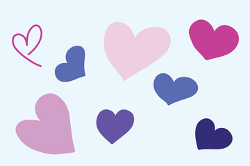 vector illustration set hearts pink purple mother's day inclusivity wedding website packaging postcard