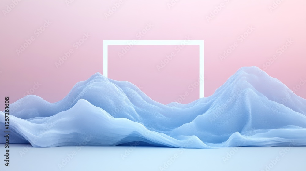 Aufkleber Abstract fabric waves backdrop with a glowing square shape