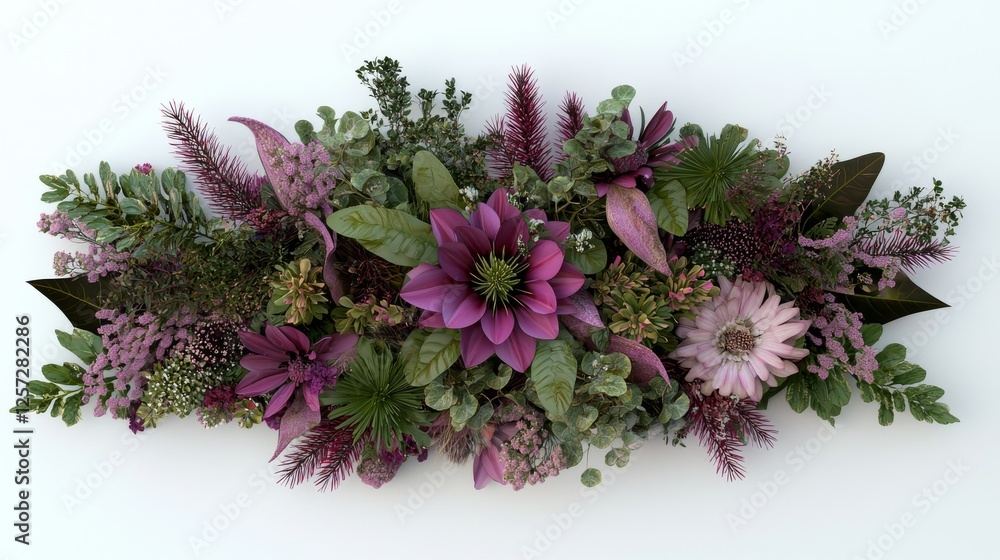 Aufkleber set of 2d plan view shrub compositions isolated on pngs with a transparent background, suitable for 