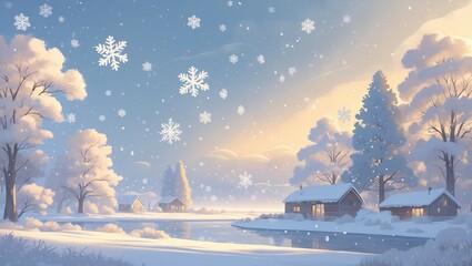 Peaceful and magical winter wonderland atmosphere