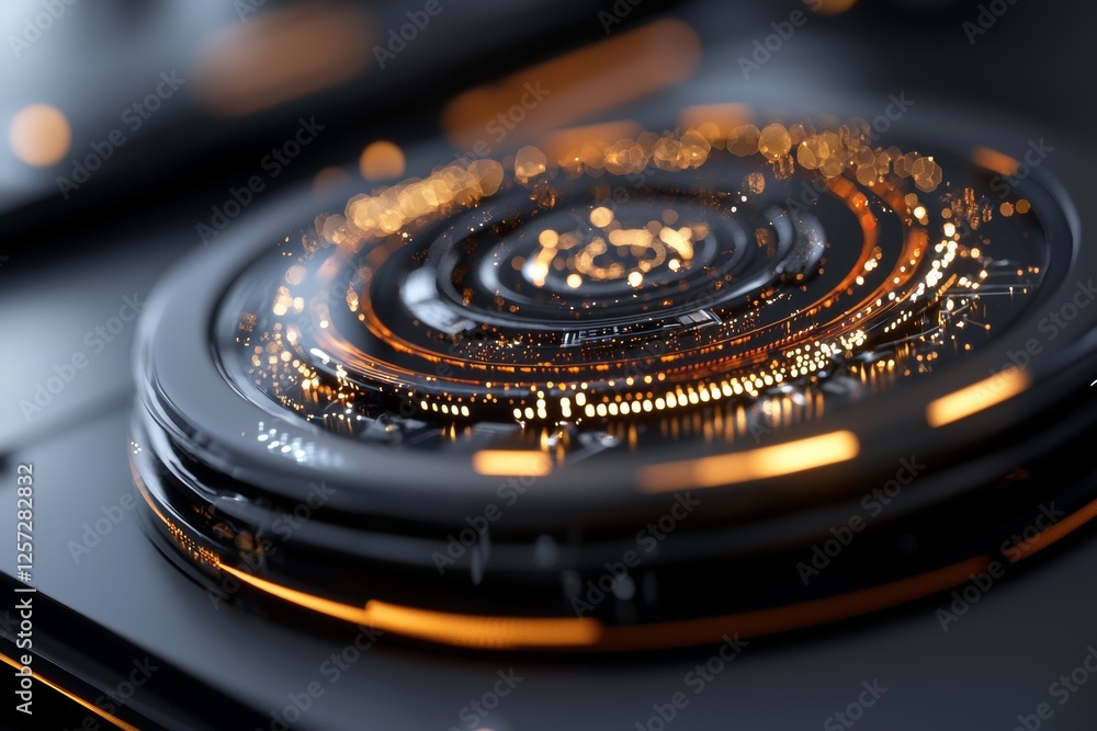 Aufkleber futuristic hud interface grid featuring digital technology visualization elements