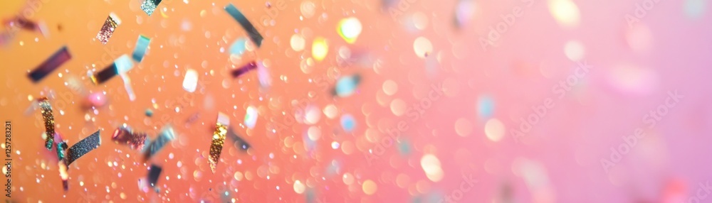Poster confetti and bokeh blend to create a festive atmosphere