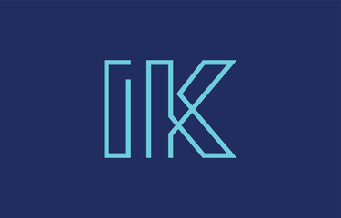 Illustration of creative typography featuring stylized letters I and K with a minimal blue color theme, suitable for branding and graphic design inspiration.