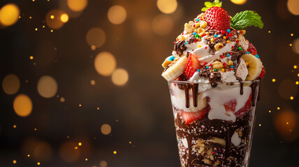 フルーツとチョコレートの贅沢アイスクリームパフェ