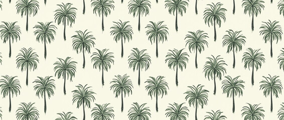 Drawn palm tree seamless pattern set. Tropical wallpaper texture.