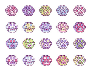 A charming and delightful set of cartoon animal taba paw illustrations showcasing a variety emotions, creative expressions, and joyful moods for inspiring versatile artistic design projects.