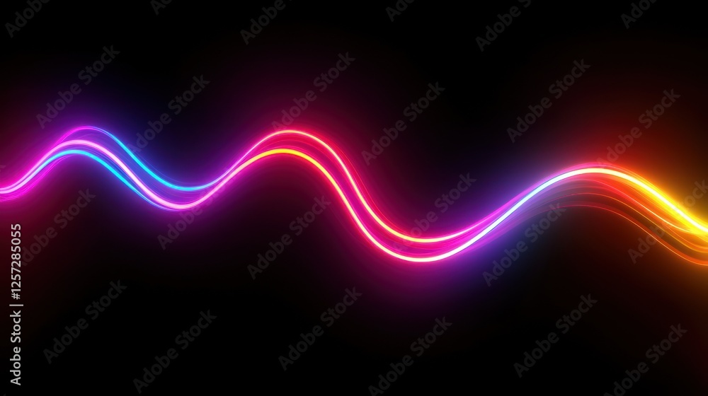 Aufkleber vibrant glowing lines create an energetic wave on black background