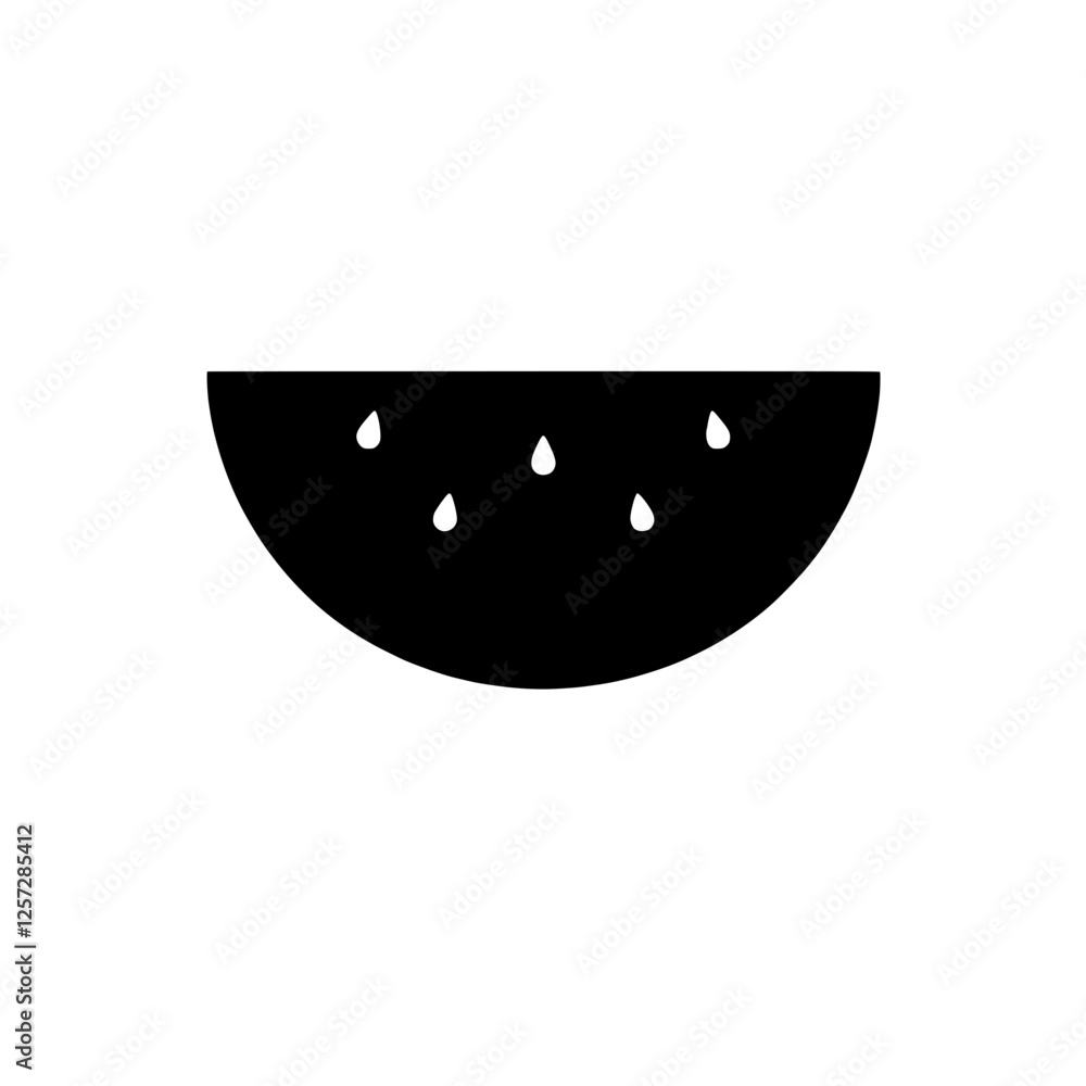 Poster Watermelon Slice Icon: A simple yet striking icon of a watermelon slice, perfect for use in menus, websites, apps, or any project requiring a refreshing and summery symbol.  