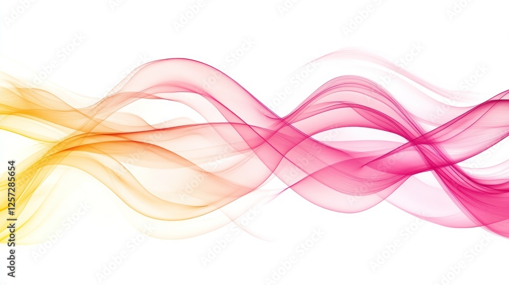 Poster Abstract flowing lines with color gradients on white background