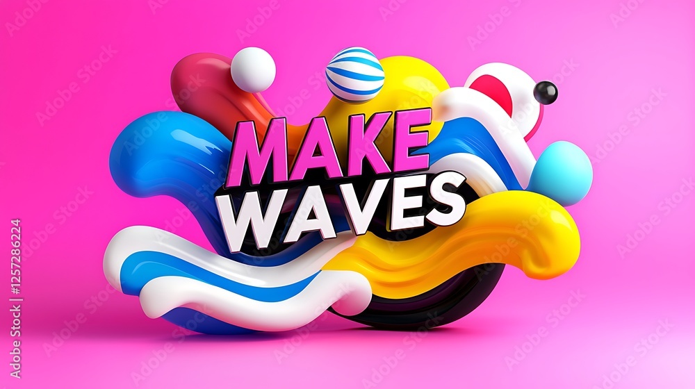 Poster colorful abstract design with make waves text