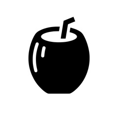 Refreshing Coconut Drink Icon: A simple yet evocative icon depicting a coconut drink with a straw, perfect for representing tropical vibes, summer refreshment, and healthy hydration. 