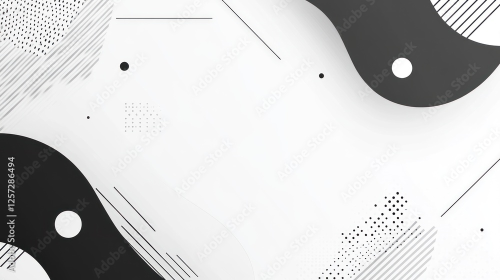 Poster Abstract design features black blobs with white circles and lines