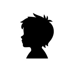 Child's Profile Silhouette: A simple yet evocative silhouette of a child's head and shoulders in profile view.  Perfect for representing childhood, innocence, or a sense of mystery.