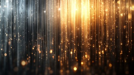Abstract background featuring shimmering golden and silver vertical lines