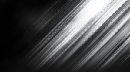 Abstract grayscale streaks cascade diagonally across a dark backdrop
