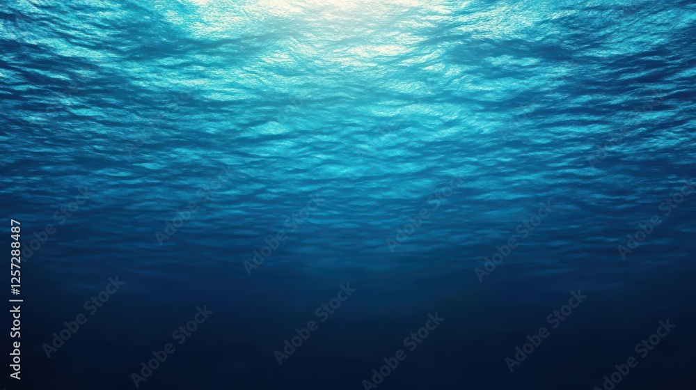 Aufkleber blue ocean water with sunlight filtering through the surface creating a serene underwater atmosphere